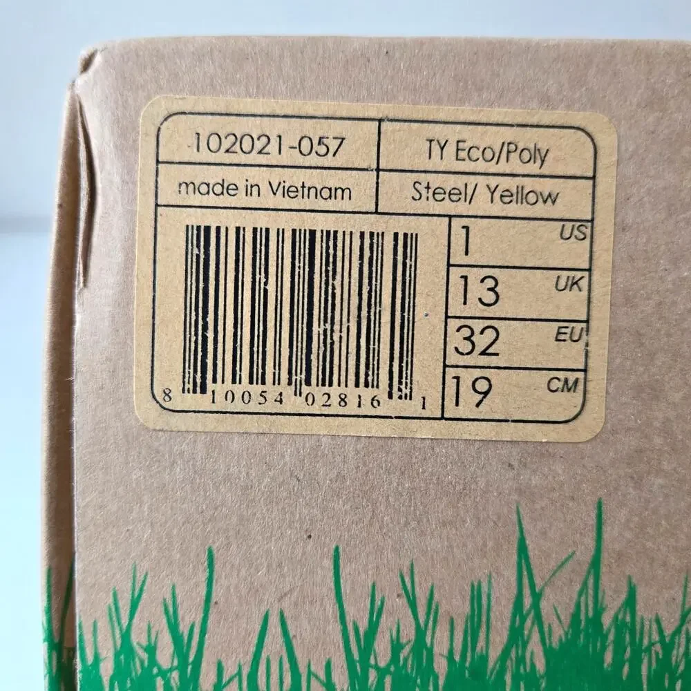 Plae NEW Kids TY Eco Poly Sneaker Shoes Gray Yellow Size US 1 EU 32 Unisex - Picture 3 of 14